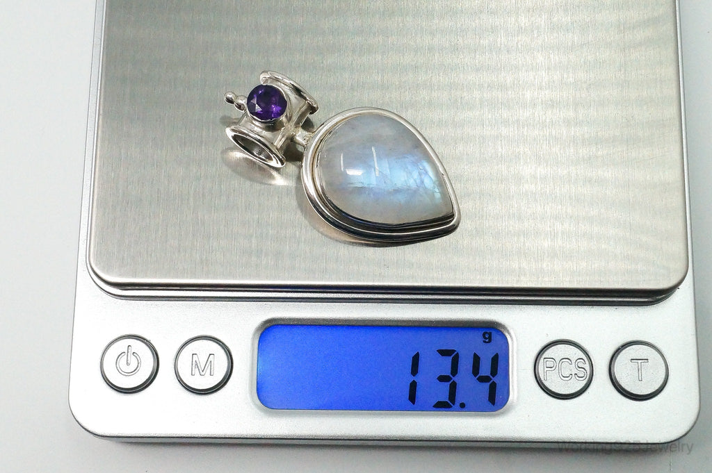 Large Vintage Supreme Jewelers Amethyst Moonstone Sterling Silver Pendant | Jewelry > Necklaces > Pendants | Wiccan Center
