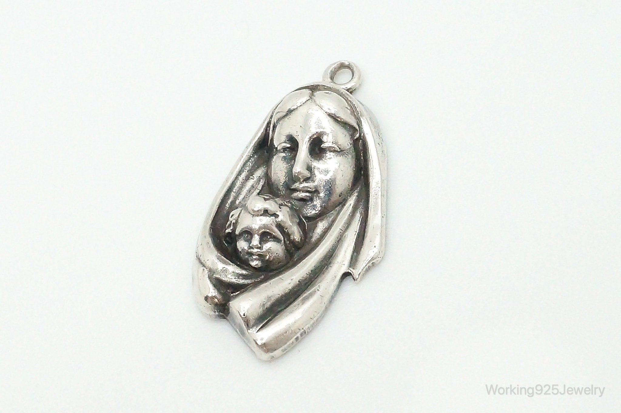 Vintage Mother Mary Baby Jesus Sterling Silver Pendant | Jewelry > Necklaces > Pendants | Wiccan Center