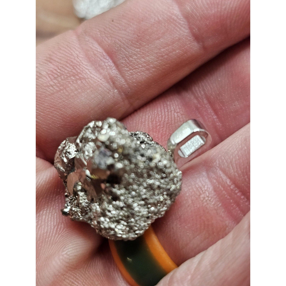 Golden Pyrite Pendant w/silver Chain