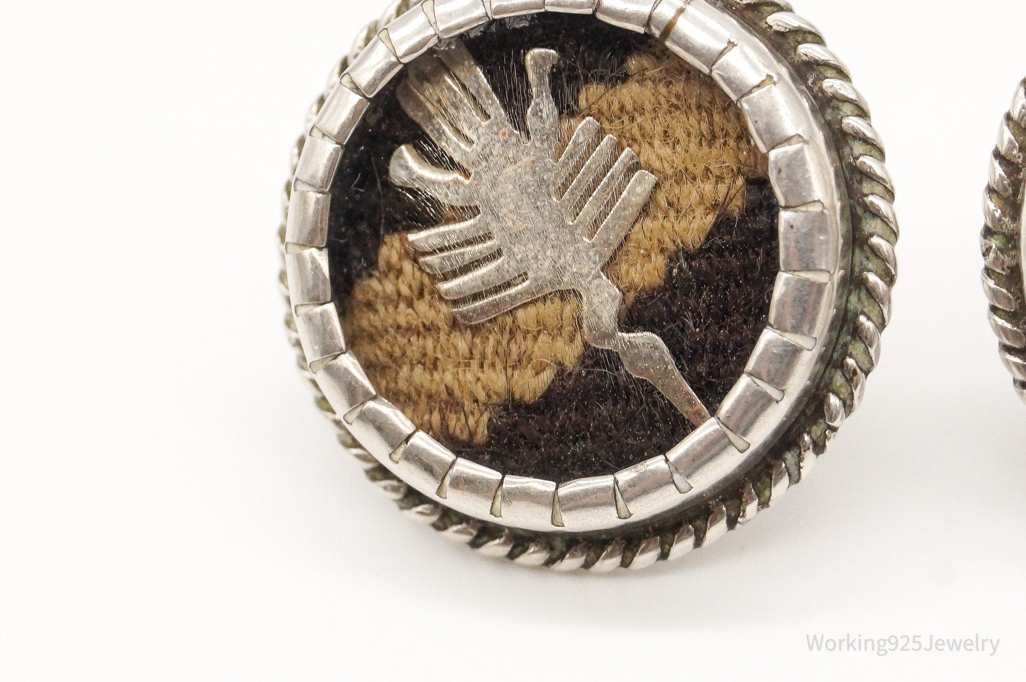 Vintage Mexican Blanket Woven Sterling Silver Earrings | Jewelry > Earrings | Wiccan Center
