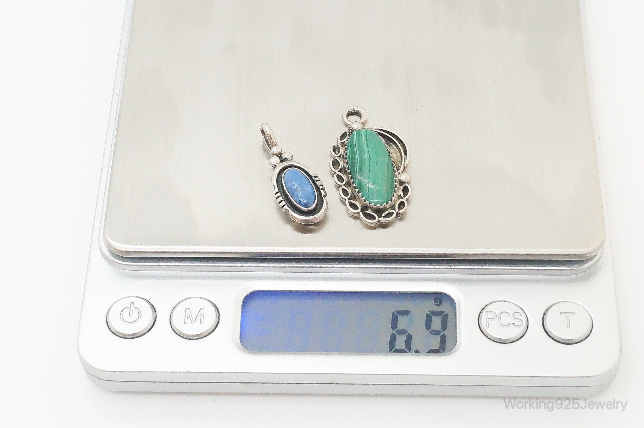Vintage Native American Malachite Lapis Lazuli Sterling Silver Charm Pendants | Jewelry > Necklaces > Pendants | Wiccan Center