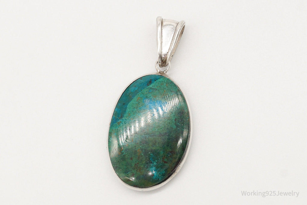 Vintage Large Chrysocolla 950 Silver Pendant | Jewelry > Necklaces > Pendants | Wiccan Center