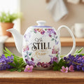 Purple "Be Still" Ceramic Teapot | Gifts | Wiccan Center