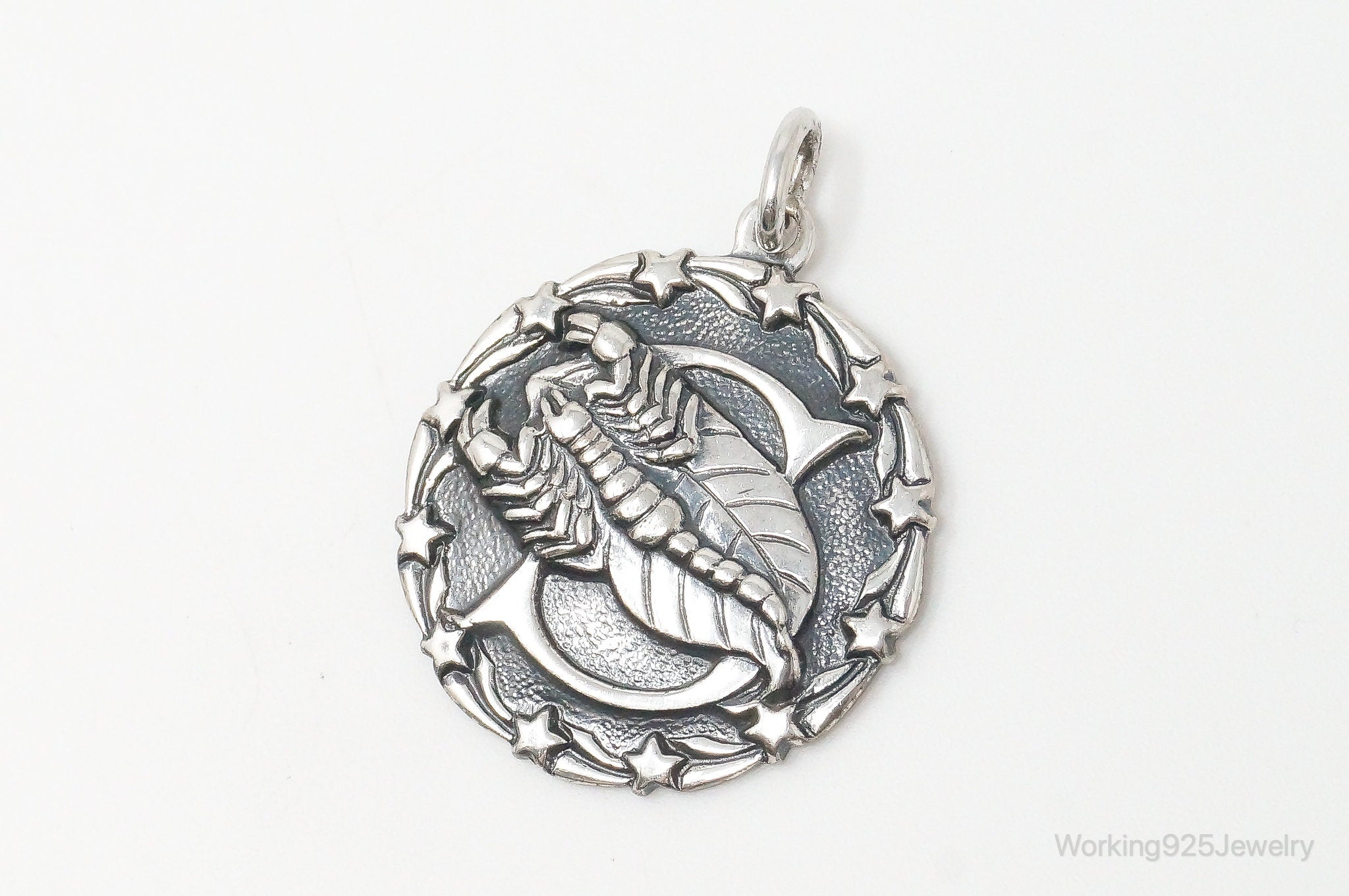 Vintage Designer Orb Scorpion Scorpio Sterling Silver Pendant | Jewelry > Necklaces > Pendants | Wiccan Center