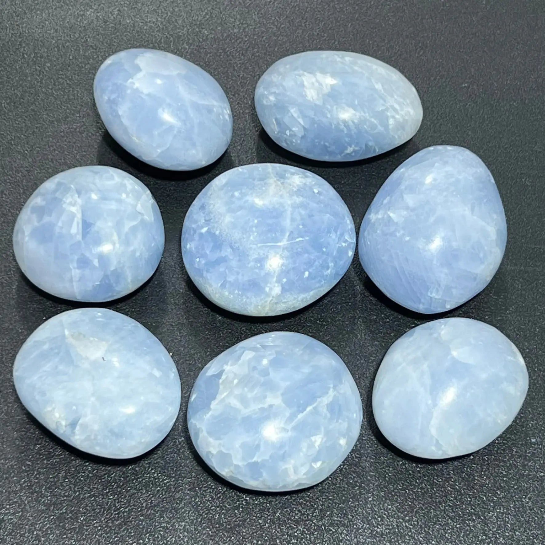 Blue Calcite Large Freeform Palm Stones (2-3 Inches) Polished Carving | Home & Living > Home Decor > Home Accents > Rocks & Geodes | Wiccan Center