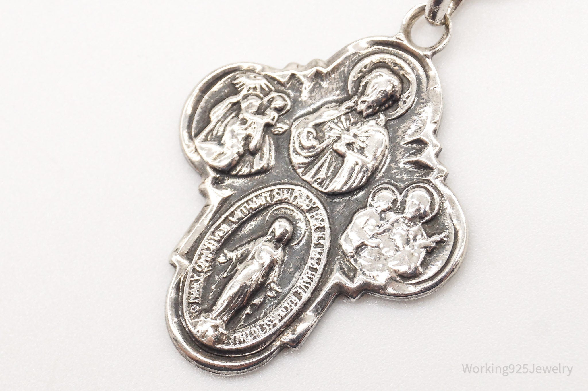 Antique Mary Pray For Us Sterling Silver Necklace | Jewelry > Necklaces > Pendants | Wiccan Center