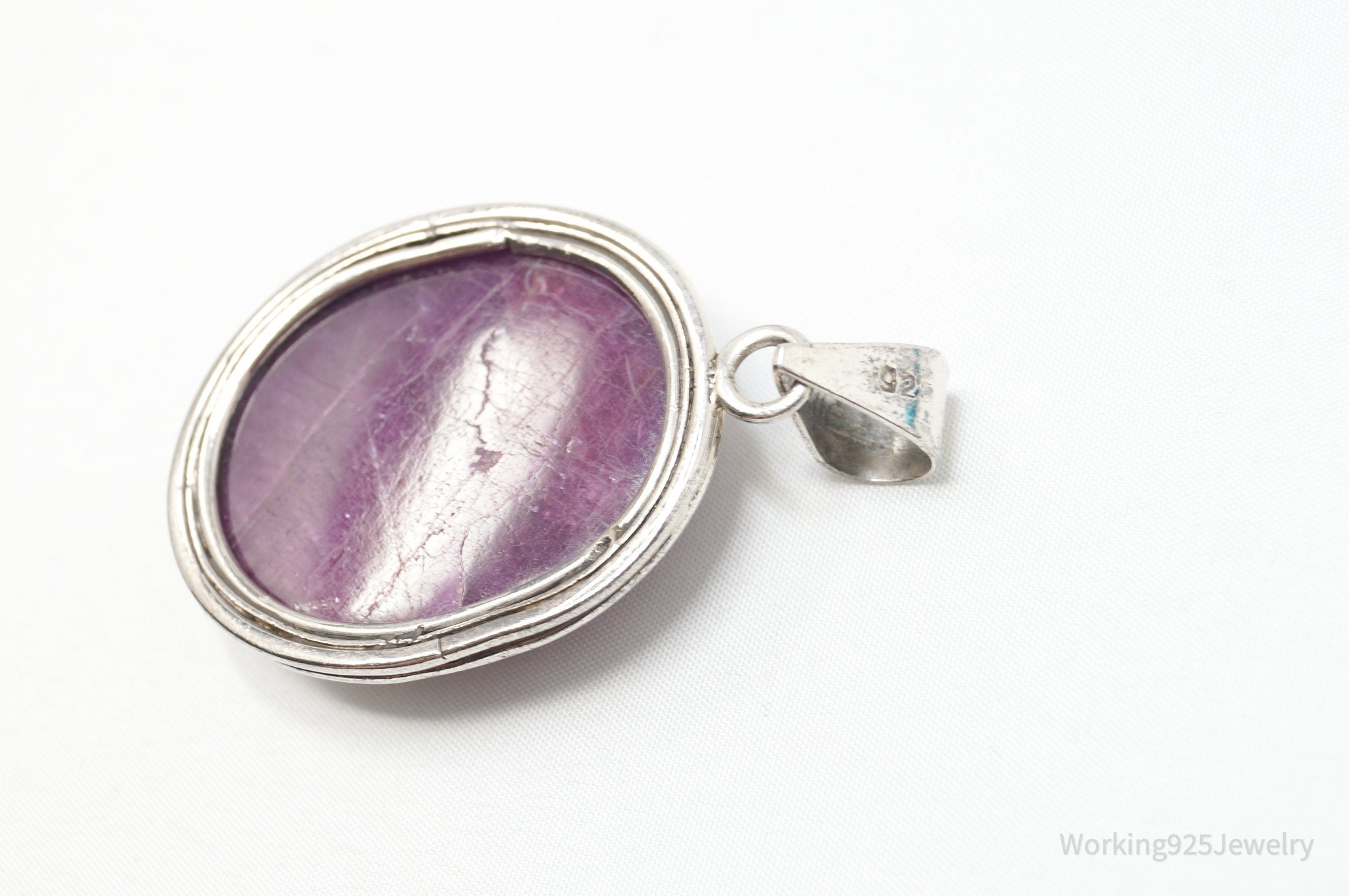 Vintage Large Purple Amethyst Sterling Silver Necklace Pendant | Jewelry > Necklaces > Pendants | Wiccan Center