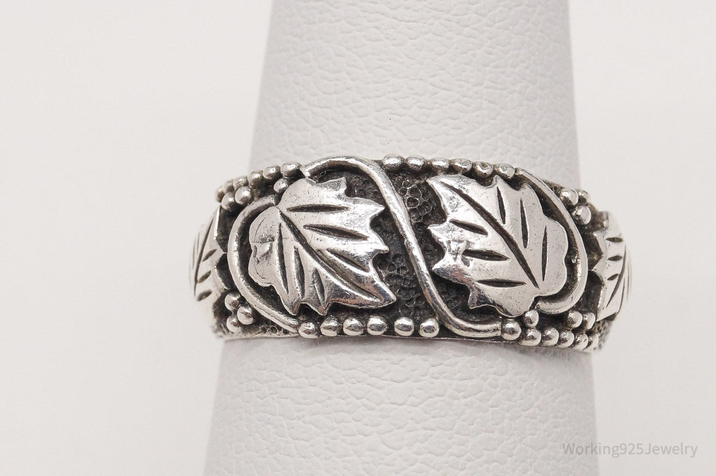 Vintage Leaves Sterling Silver Band Ring - Size 6.5 | Jewelry > Rings | Wiccan Center