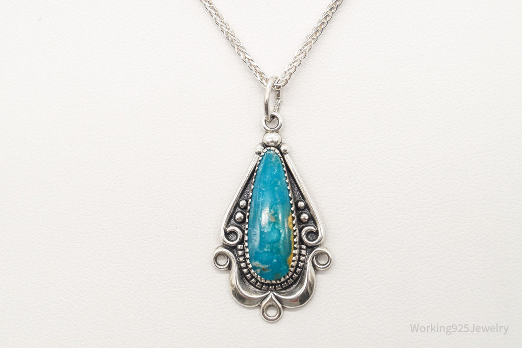 Vintage Native American Bell Trading Post Turquoise Sterling Silver Necklace | Jewelry > Necklaces > Pendants | Wiccan Center