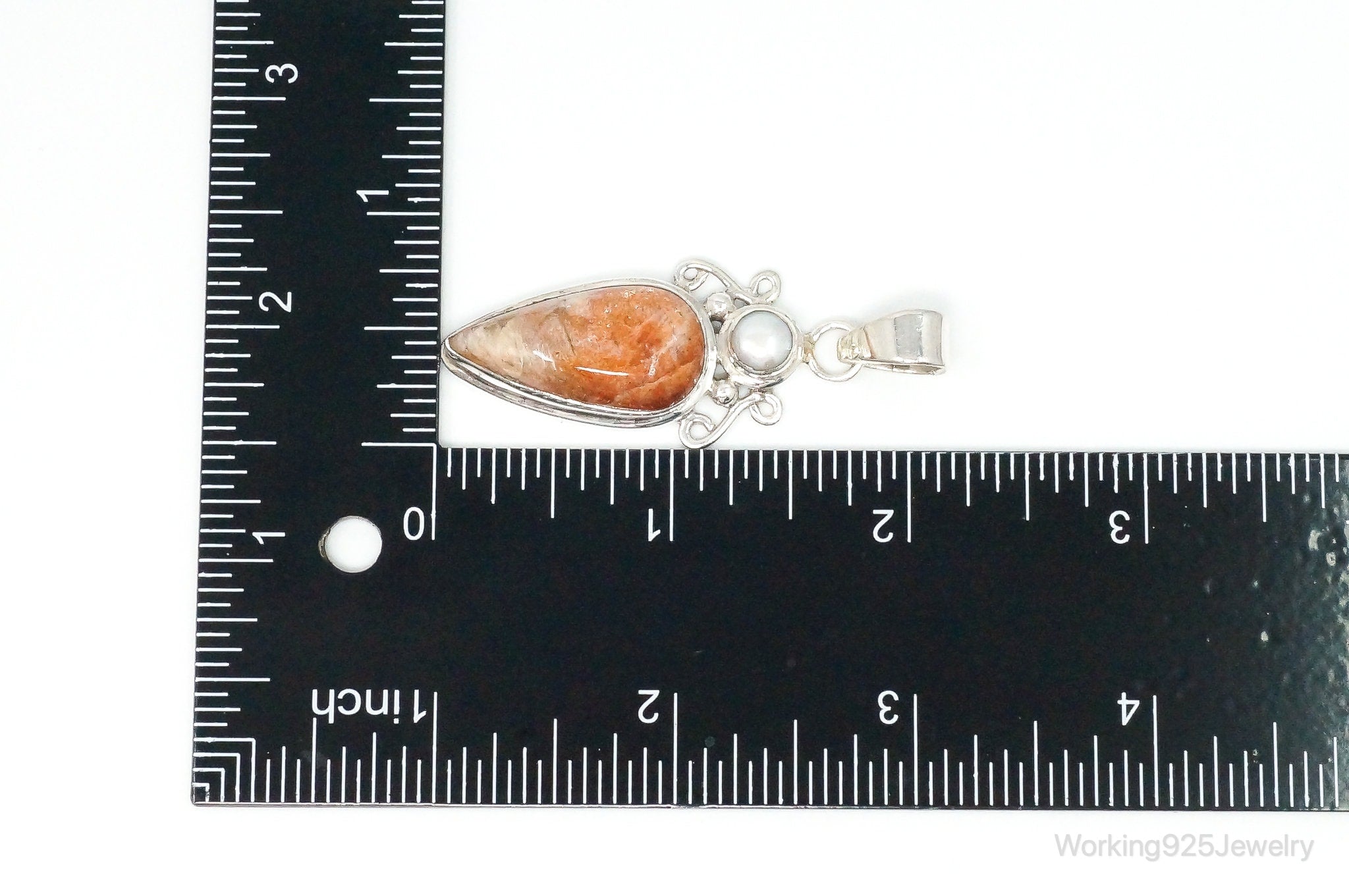 Large Vintage Sunstone Pearl Sterling Silver Pendant | Jewelry > Necklaces > Pendants | Wiccan Center