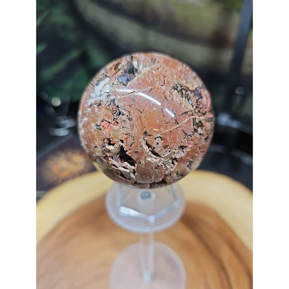 0.74 lb Vesuvianite Agate Carnelian Geode Sphere