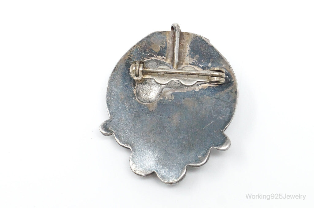 Vintage Native American Unsigned Turquoise Sterling Silver Pendant Brooch Pin | Jewelry > Necklaces > Pendants | Wiccan Center