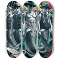3 Skateboard Series Art - Macho Mermen | Skateboard | Wiccan Center