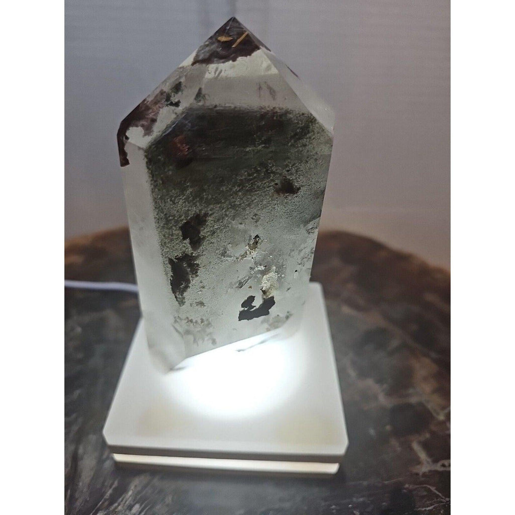 Madagascar Green Ghost Phantom Quartz Obelisk - 1.73LB Vitreous Healing Point | CrystalCloud Company | Crystal Points & Towers | Wiccan Center