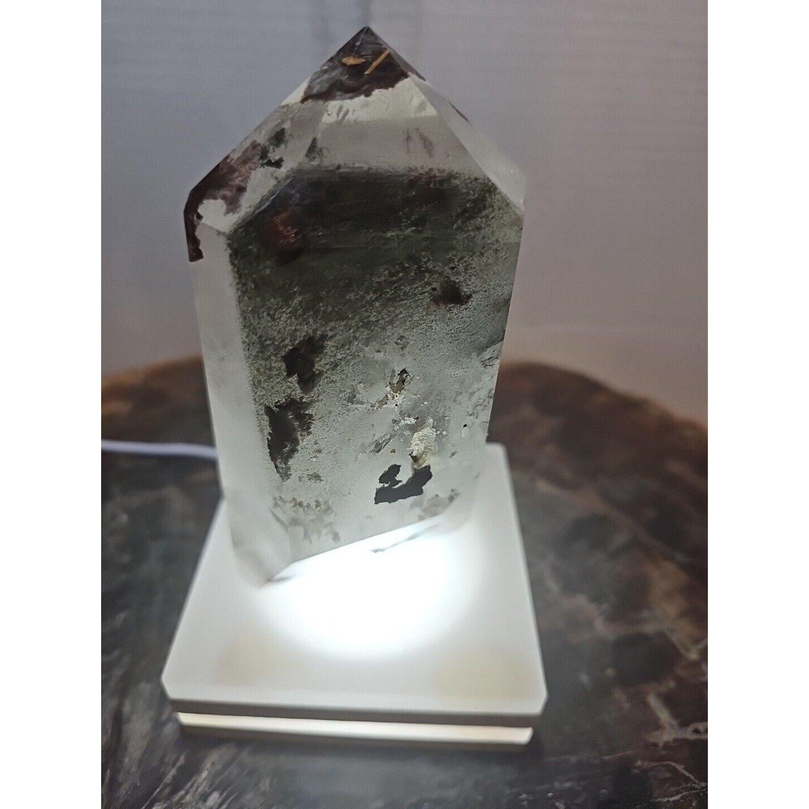 Madagascar Green Ghost Phantom Quartz Obelisk - 1.73LB Vitreous Healing Point | CrystalCloud Company | Crystal Points & Towers | Wiccan Center