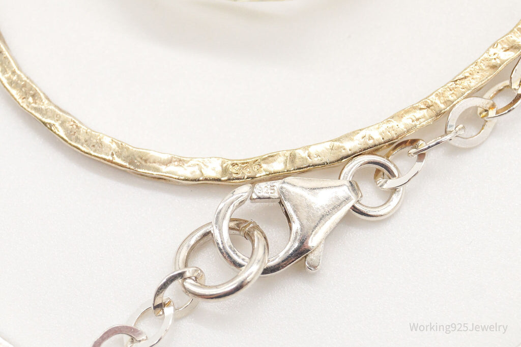 Vintage Large Glass Stone Brass Sterling Silver Necklace 30" | Jewelry > Necklaces > Pendants | Wiccan Center