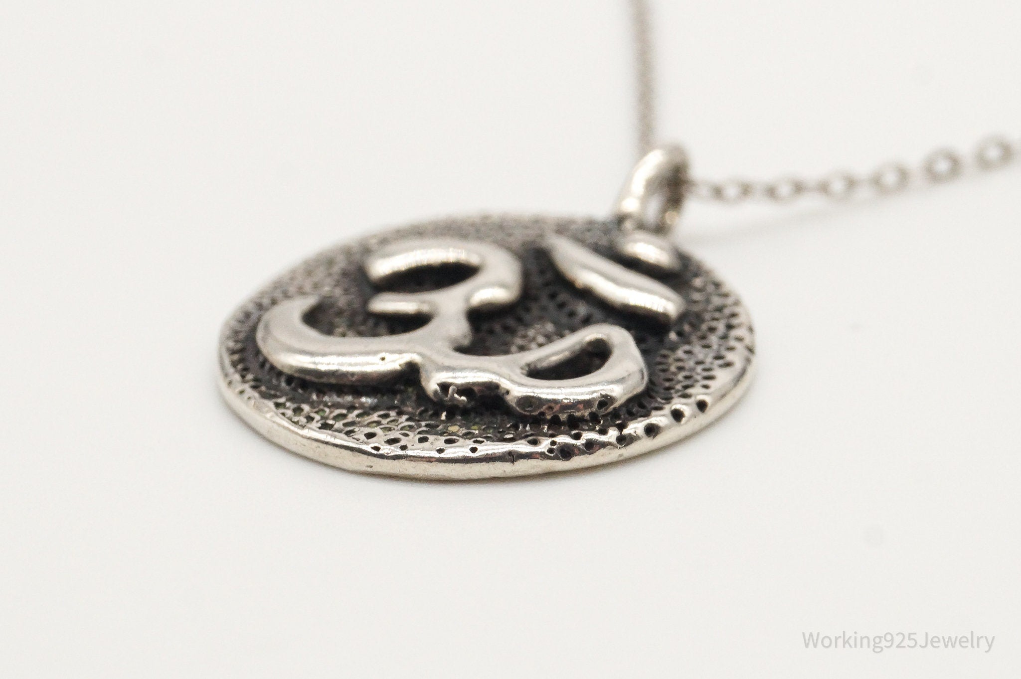 Vintage Om Symbol Sterling Silver Necklace | Jewelry > Necklaces > Pendants | Wiccan Center