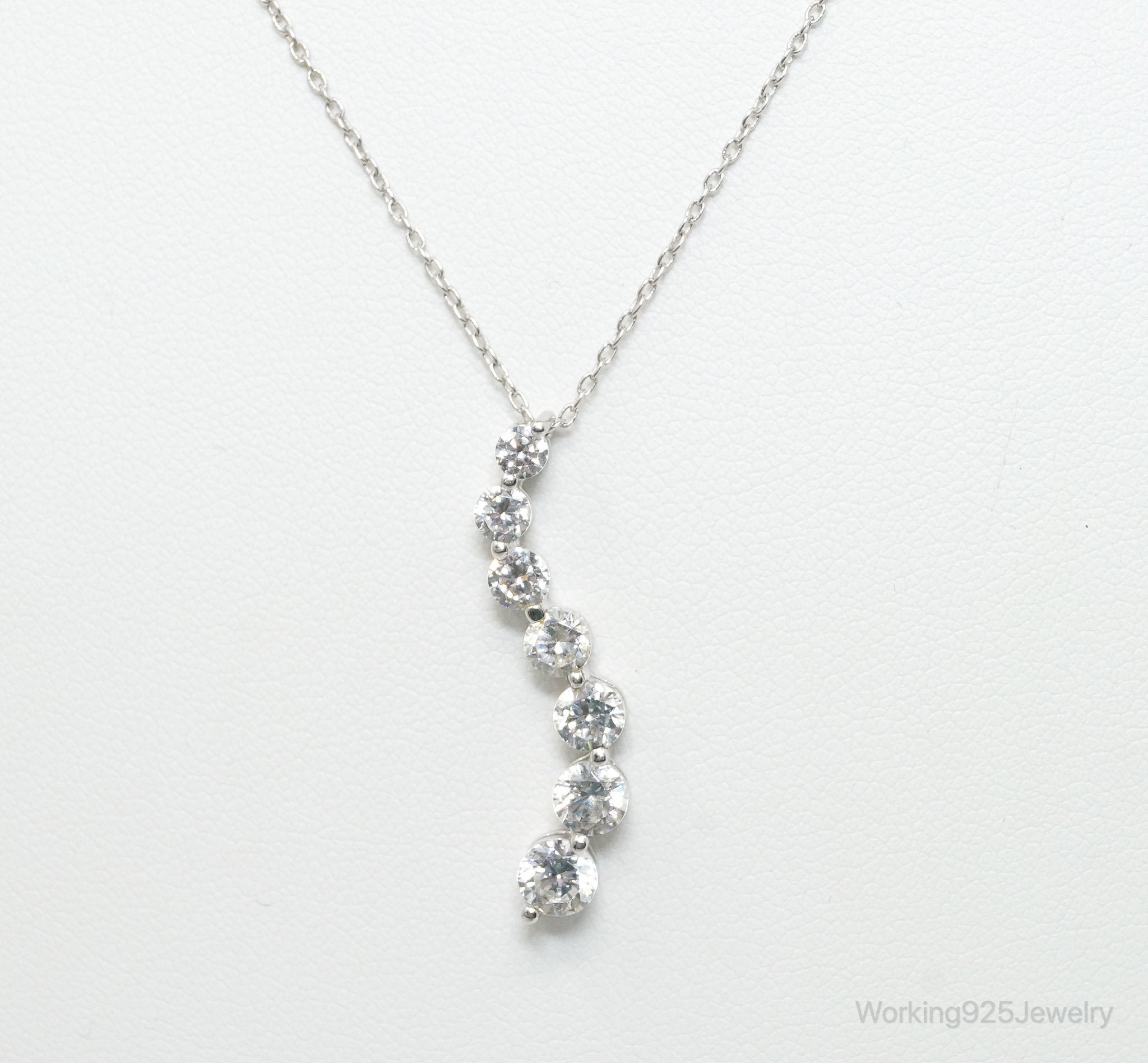 Vintage Cubic Zirconia Journey Necklace Sterling Silver - 18 Inch Chain | Jewelry > Necklaces > Pendants | Wiccan Center