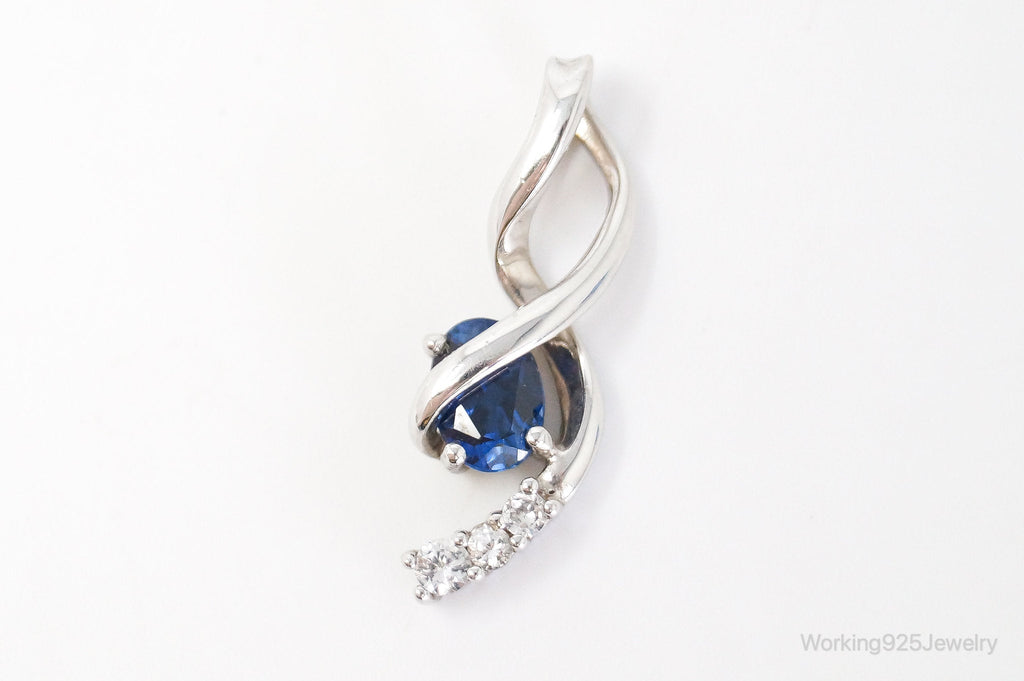 Blue Sapphire Cubic Zirconia Sterling Silver Necklace Pendant | Jewelry > Necklaces > Pendants | Wiccan Center