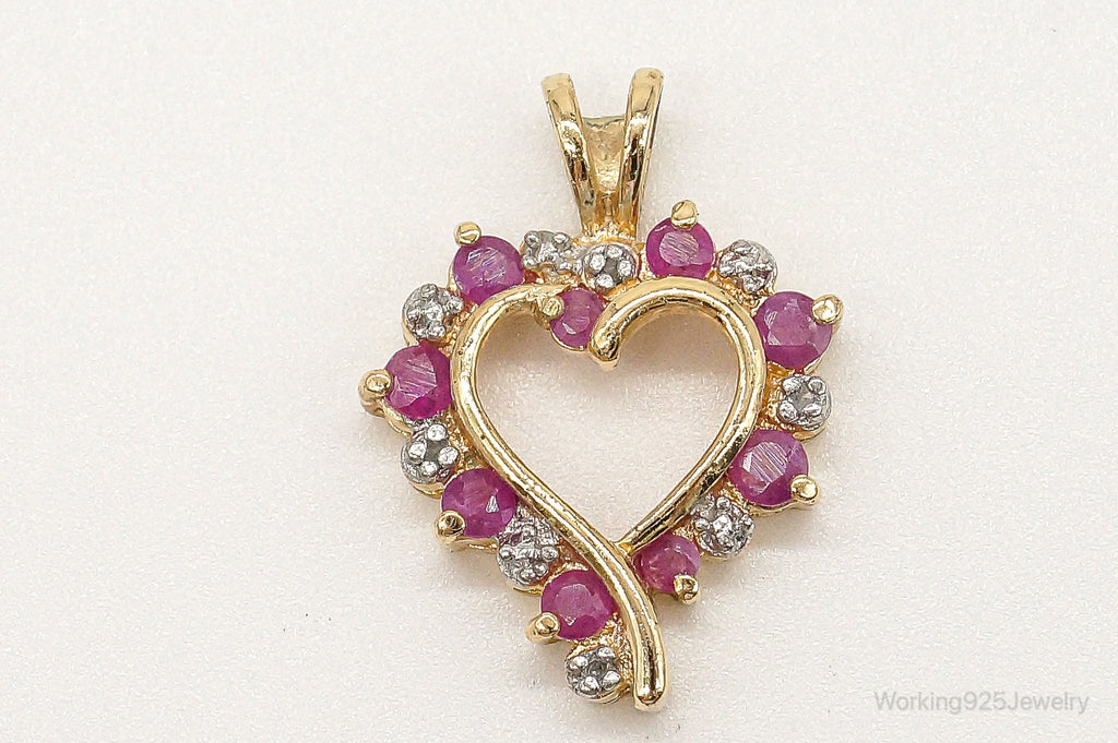 Designer Ross Simons Ruby Diamond Heart Gold Vermeil Sterling Silver Pendant | Jewelry > Necklaces > Pendants | Wiccan Center