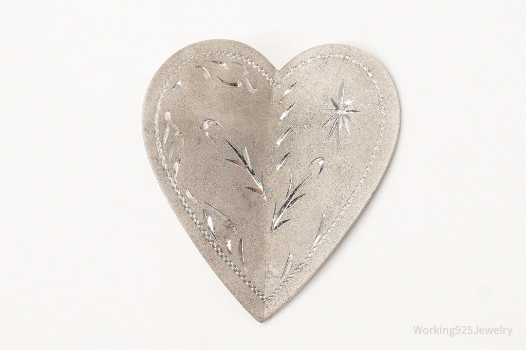 Large Antique Sterling Silver Heart Pendant | Jewelry > Necklaces > Pendants | Wiccan Center
