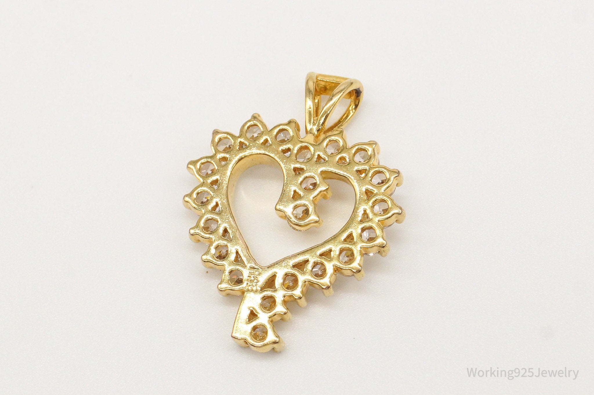 Vintage Cubic Zirconia Gold Vermeil Sterling Silver Heart Pendant | Jewelry > Necklaces > Pendants | Wiccan Center