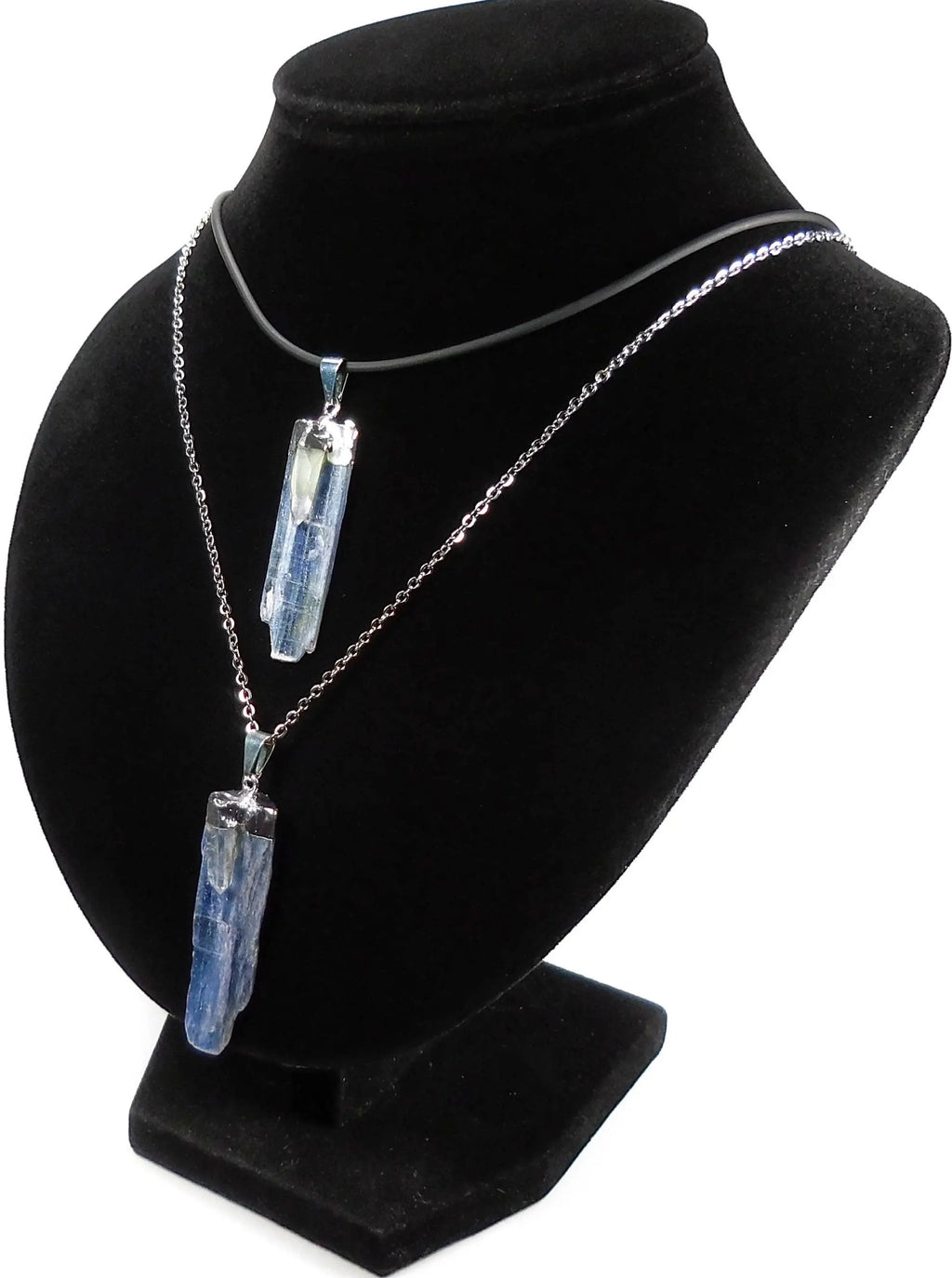 Kyanite and Quartz Crystal Pendant (Silver Plated) Blue Gemstone Jewelry Necklace Supply | Craft Supplies & Tools > Beads, Gems & Cabochons > Charms & Pendants > Pendants | Wiccan Center
