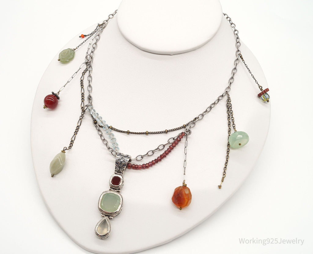 Vintage Multi Gemstone Bead Sterling Silver Necklace | Jewelry > Necklaces > Pendants | Wiccan Center