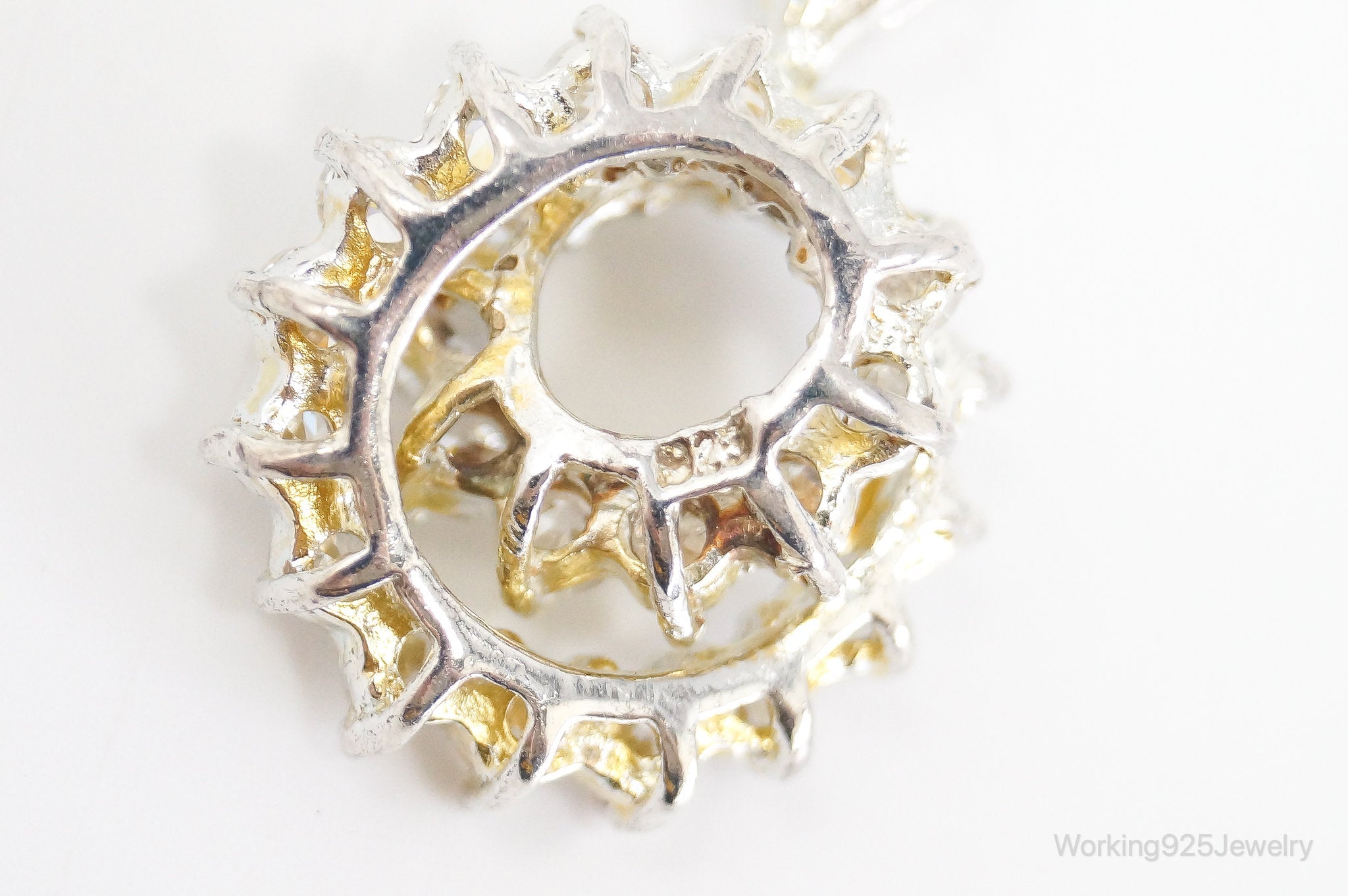 Vintage Art Deco Cubic Zirconia Sterling Silver Necklace Pendant | Jewelry > Necklaces > Pendants | Wiccan Center