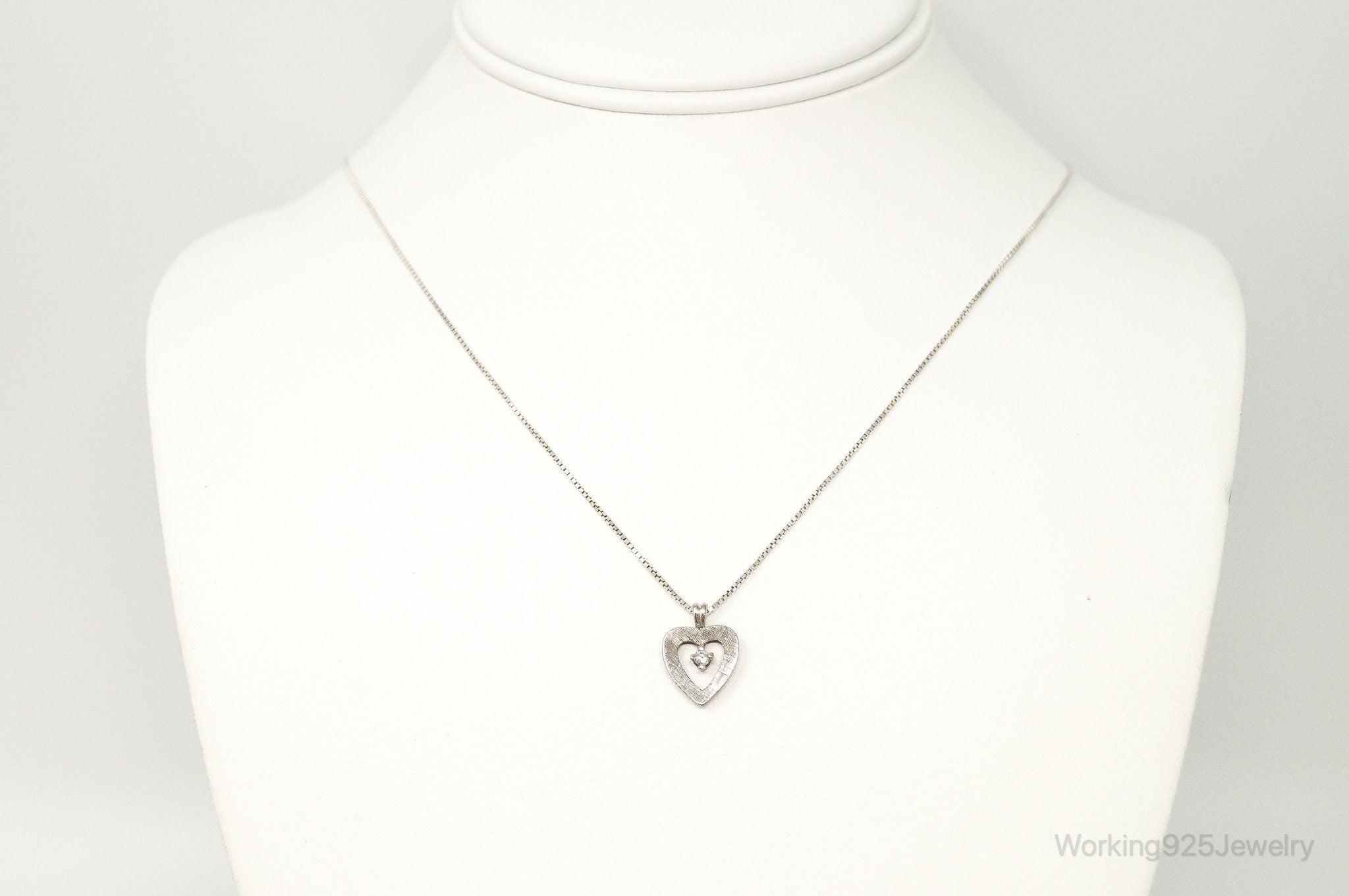 Vintage Diamond Heart Sterling Silver Necklace | Jewelry > Necklaces > Pendants | Wiccan Center