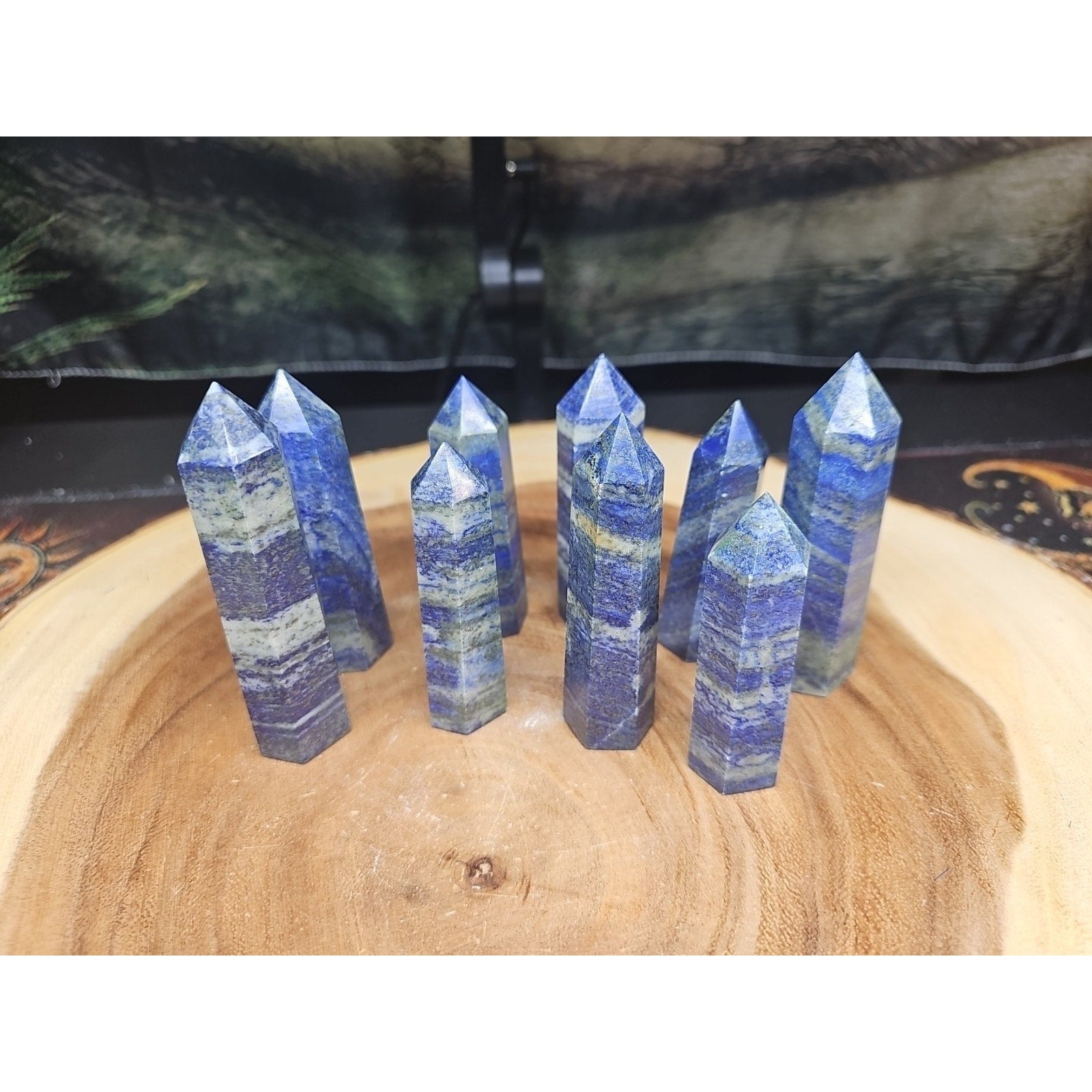Blue Lapis Lazuli & Pyrite Crystal Tower — Rare Generator Point from Brazil | CrystalCloud Company | Crystal Points & Towers | Wiccan Center