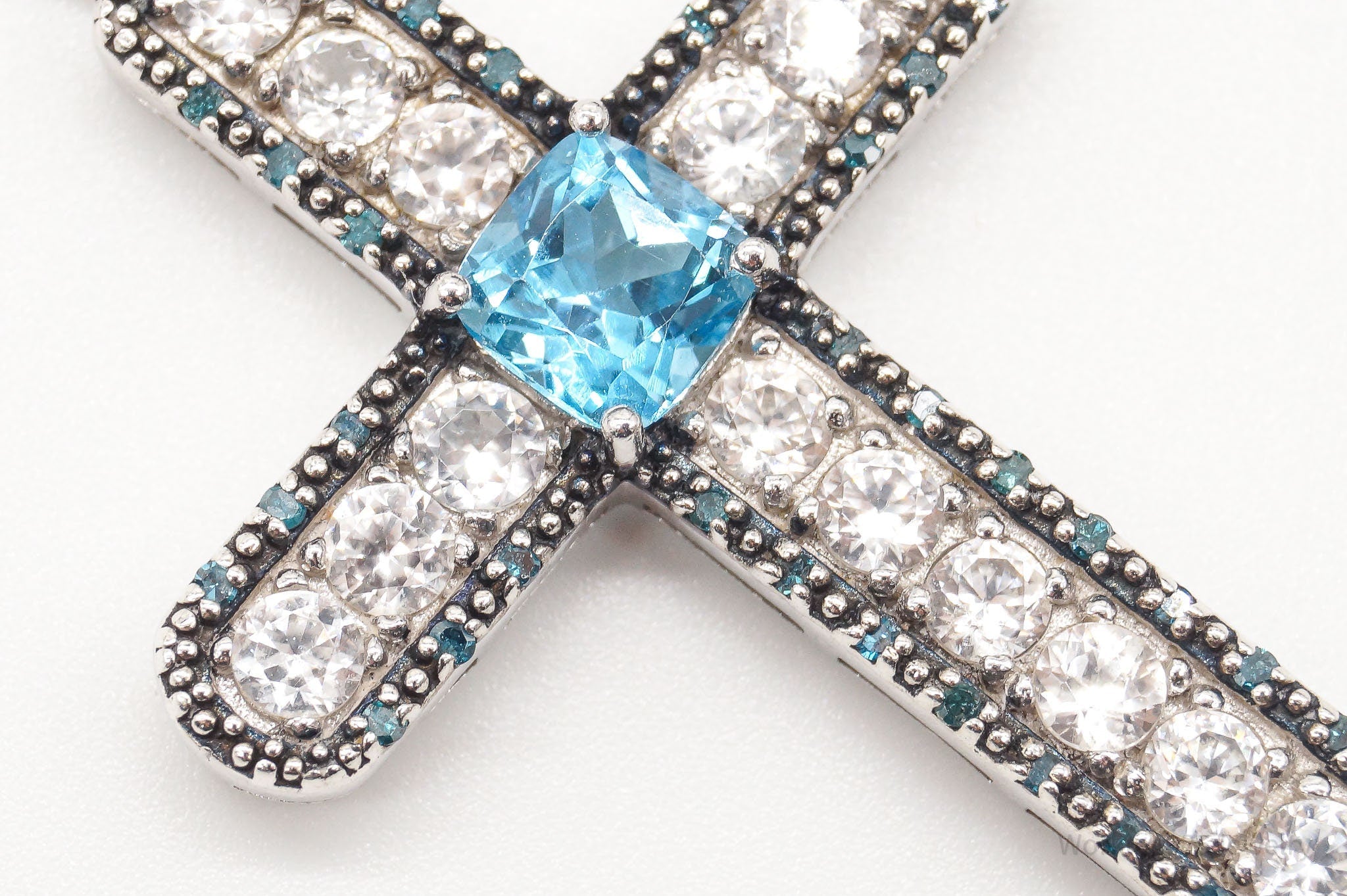 Large Designer Blue Topaz Cubic Zirconia Blue Diamond Sterling Silver Pendant | Jewelry > Necklaces > Pendants | Wiccan Center