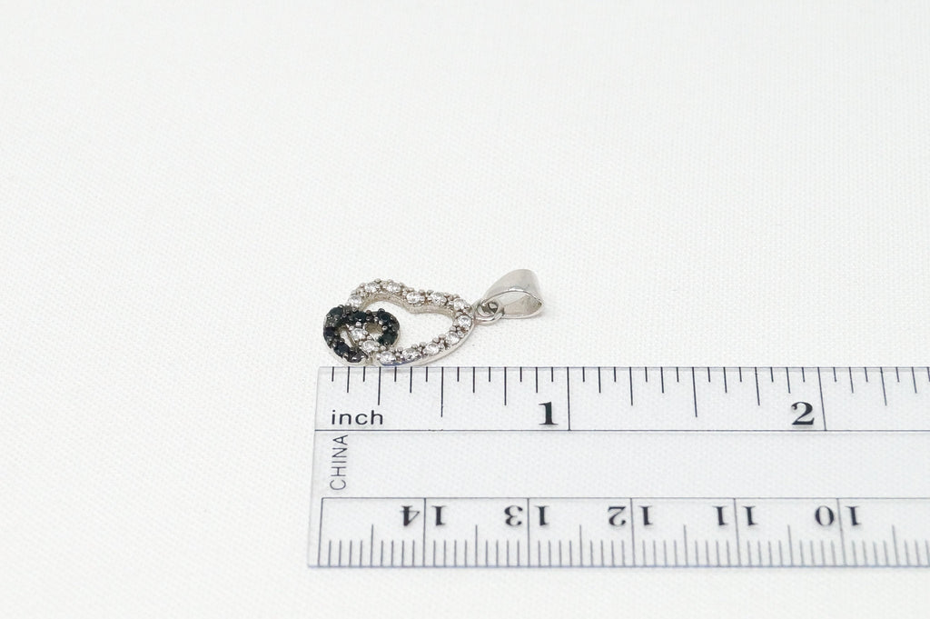 Vintage Open Heart CZ Black Onyx Accented Sterling Silver Necklace Pendant | Jewelry > Necklaces > Pendants | Wiccan Center