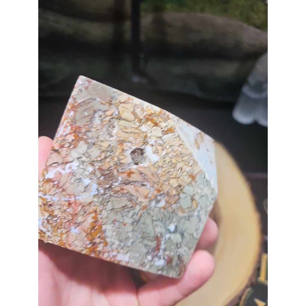 2.83LB 1Pcs Natural Ocean Jasper Onyx Quartz Crystal Geode Square Heptahedron | Geodes & Clusters | Wiccan Center