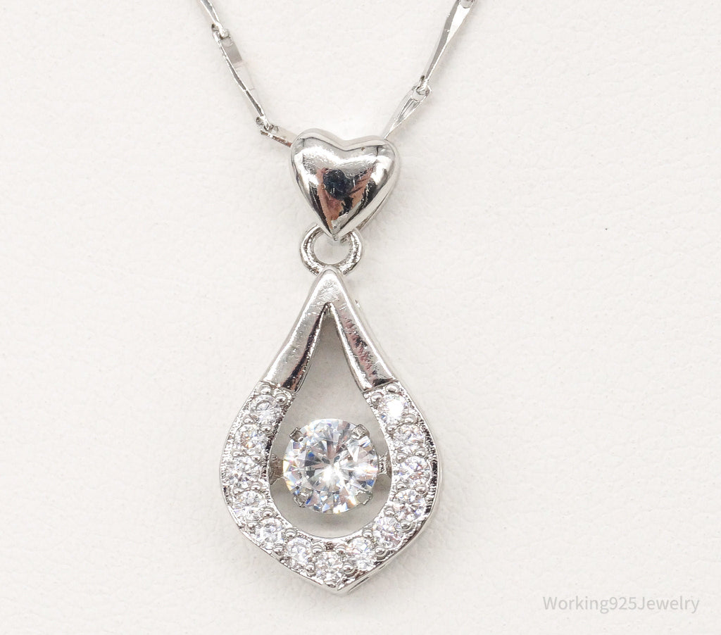 Vintage Cubic Zirconia Art Deco Sterling Silver Necklace | Jewelry > Necklaces > Pendants | Wiccan Center