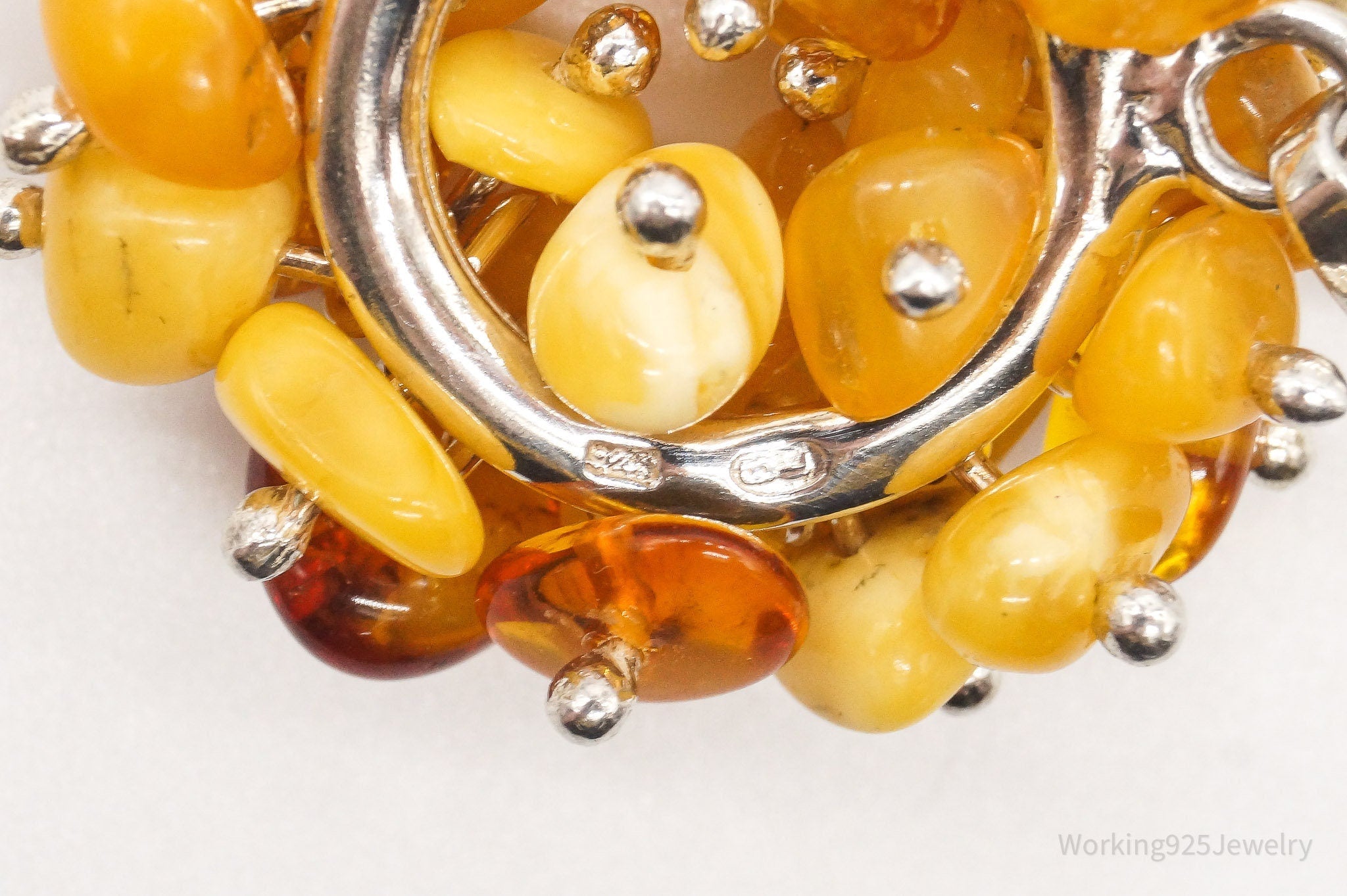 Vintage Amber Modernist Sterling Silver Pendant | Jewelry > Necklaces > Pendants | Wiccan Center