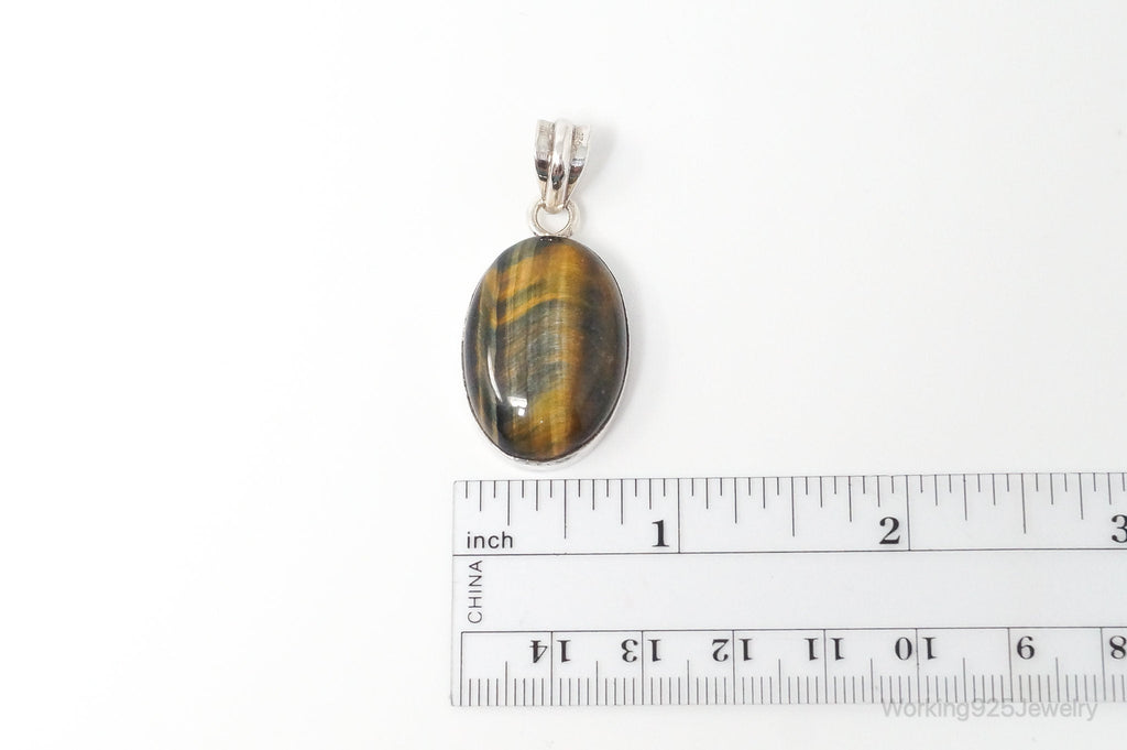 Vintage Large Tigers Eye Southwestern Style Sterling Silver Pendant | Jewelry > Necklaces > Pendants | Wiccan Center
