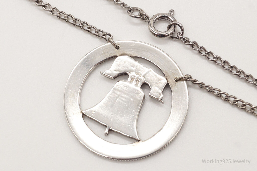 Vintage Half Dollar Coin Cut Out Pendant Silver Chain Necklace | Jewelry > Necklaces > Pendants | Wiccan Center