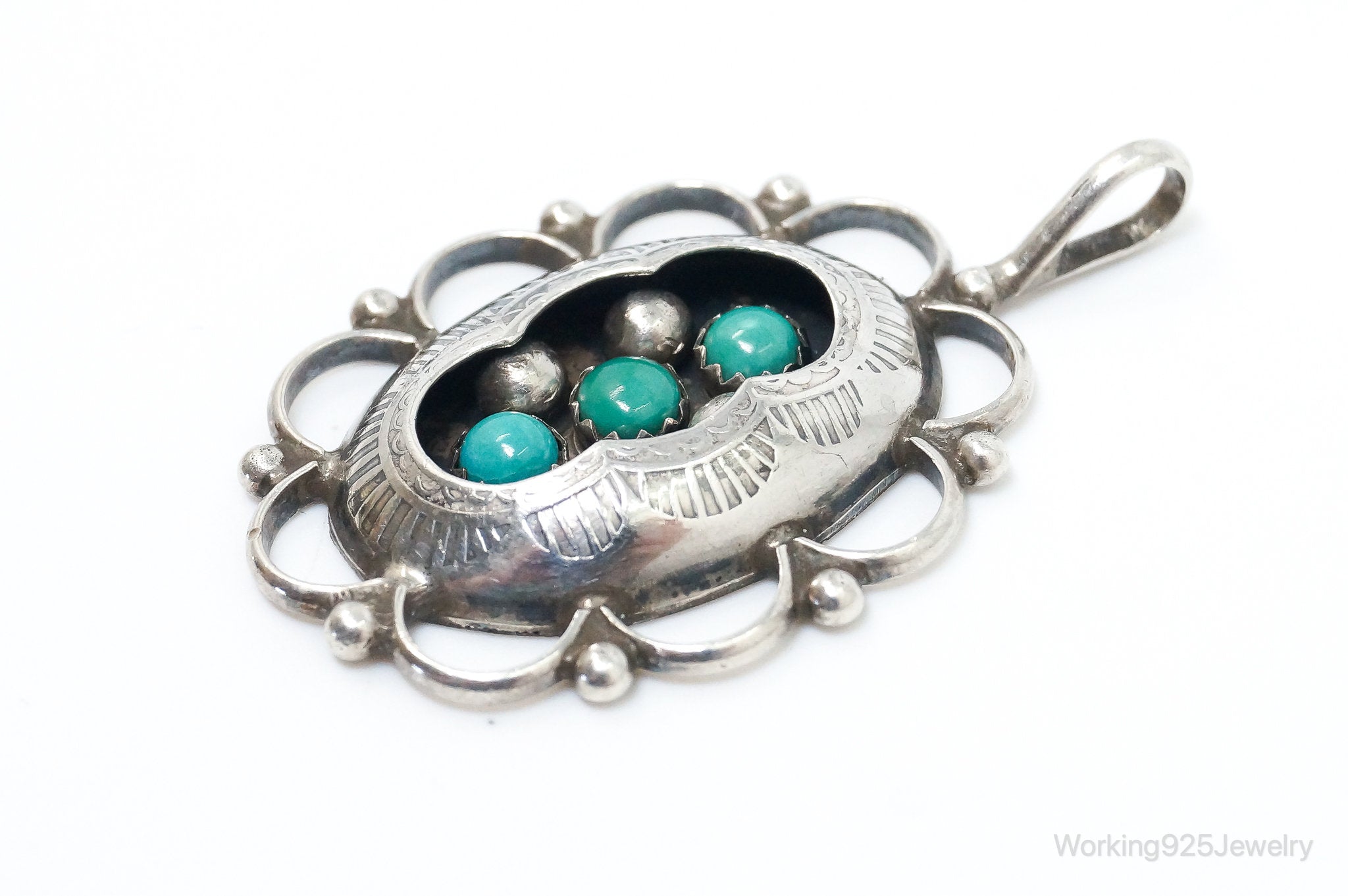 Vintage Native American Unsigned Turquoise Sterling Silver Pendant | Jewelry > Necklaces > Pendants | Wiccan Center