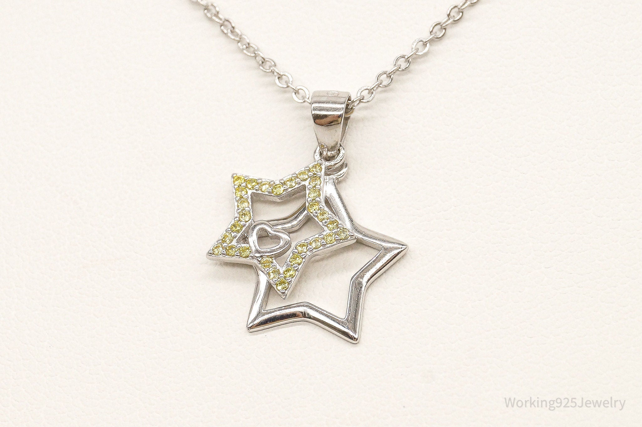 Designer Ryze Cubic Zirconia Stars Sterling Silver Necklace | Jewelry > Necklaces > Pendants | Wiccan Center