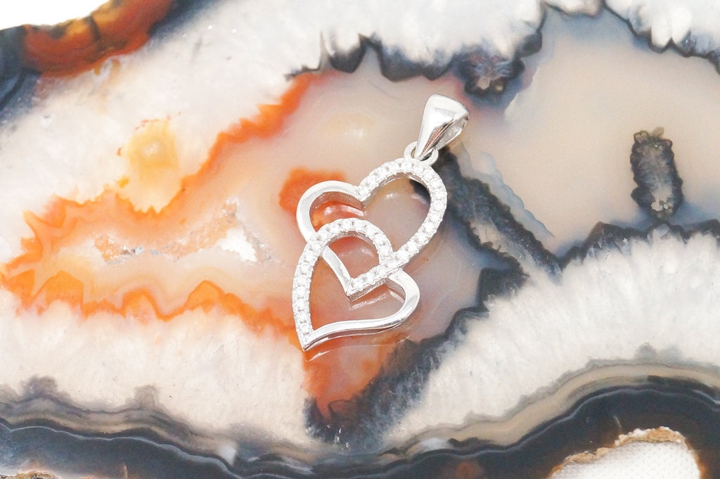 Vintage Open Hearts Forever Link Collection CZ Sterling Silver Necklace Pendant | Jewelry > Necklaces > Pendants | Wiccan Center