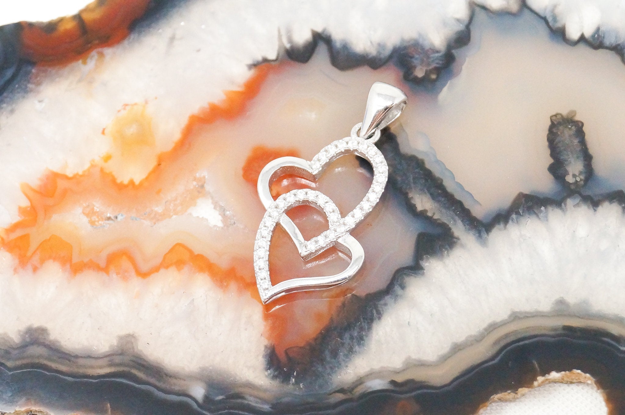 Vintage Open Hearts Forever Link Collection CZ Sterling Silver Necklace Pendant | Jewelry > Necklaces > Pendants | Wiccan Center