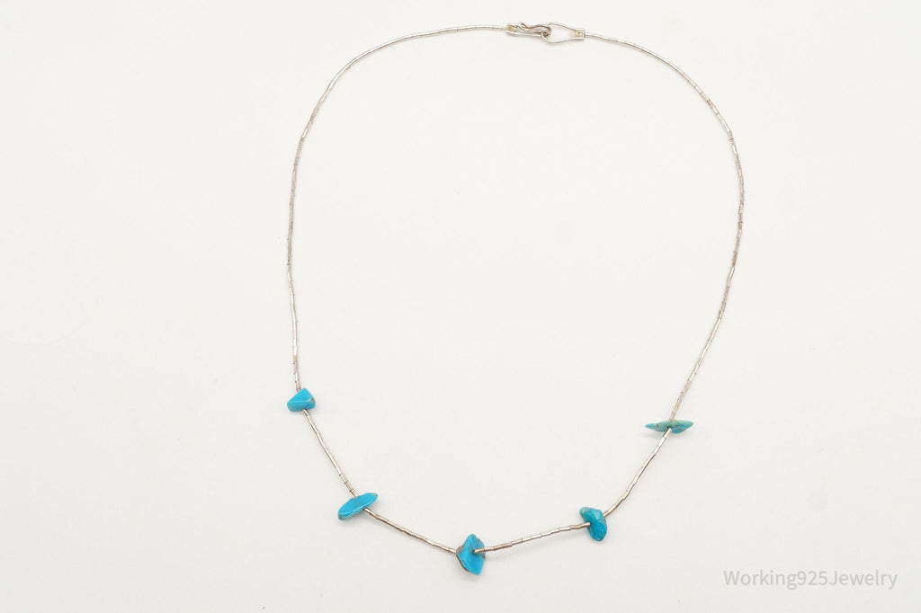 Vintage Native American Unsigned Turquoise Silver Bead Necklace | Jewelry > Necklaces > Pendants | Wiccan Center