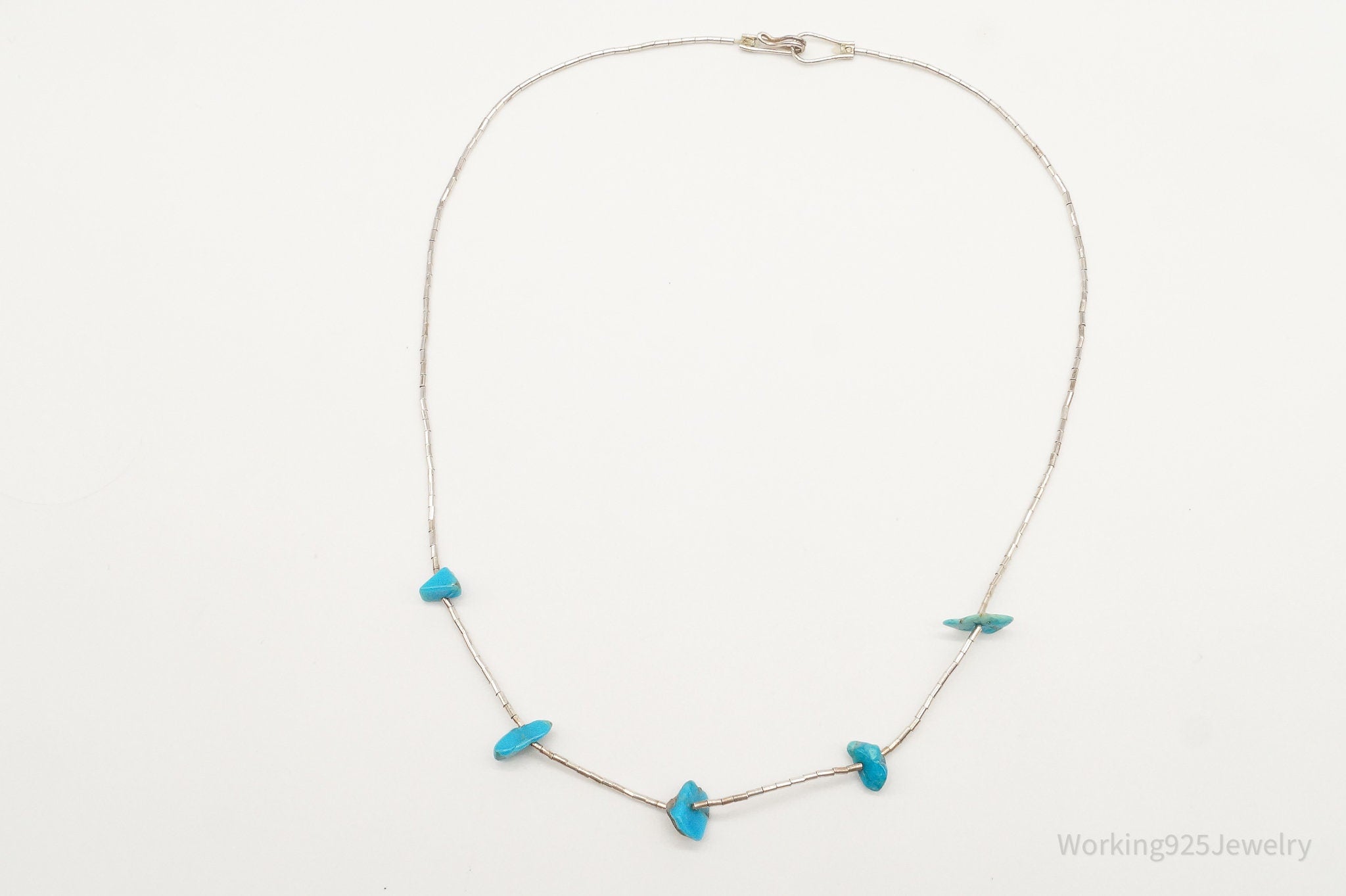 Vintage Native American Unsigned Turquoise Silver Bead Necklace | Jewelry > Necklaces > Pendants | Wiccan Center