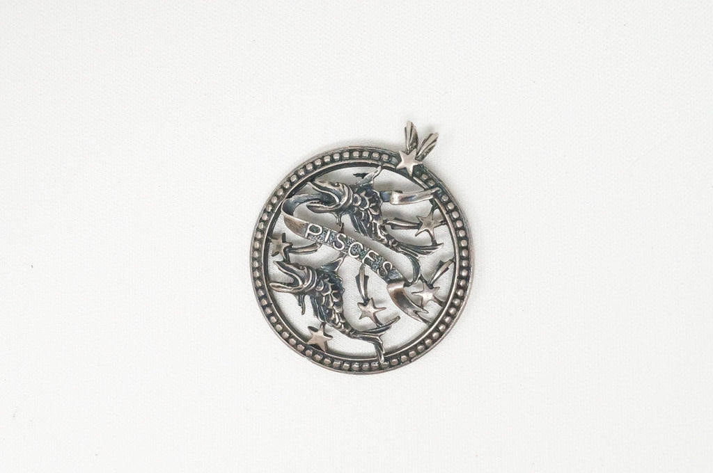 Vintage Designer Beau Abstract Astrology Pisces Sterling Silver Necklace Pendant | Jewelry > Necklaces > Pendants | Wiccan Center
