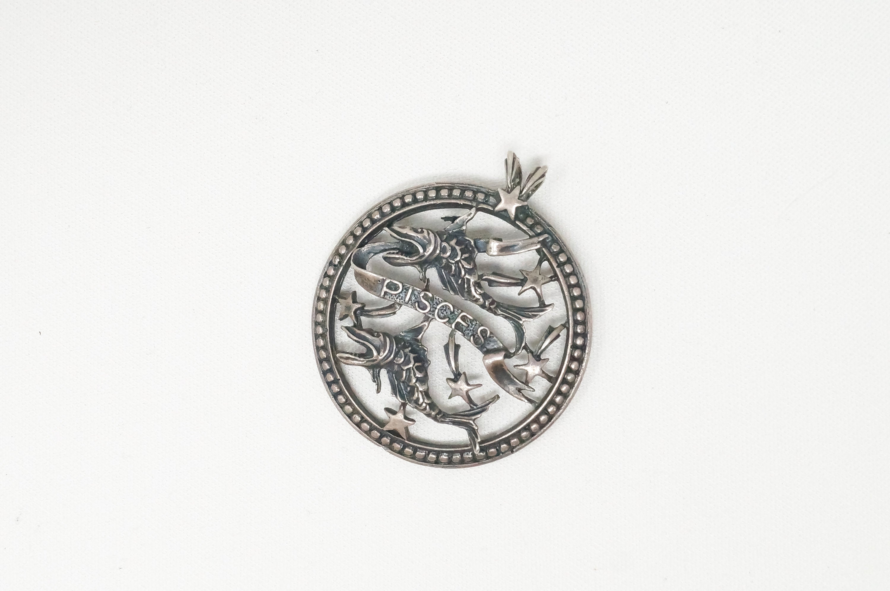 Vintage Designer Beau Abstract Astrology Pisces Sterling Silver Necklace Pendant | Jewelry > Necklaces > Pendants | Wiccan Center