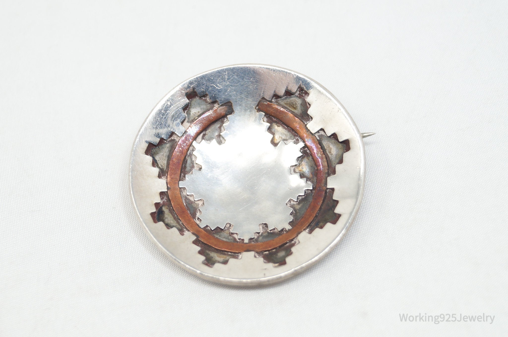 Vintage Native American Azqay Brass Sterling Silver Brooch Pendant | Jewelry > Necklaces > Pendants | Wiccan Center