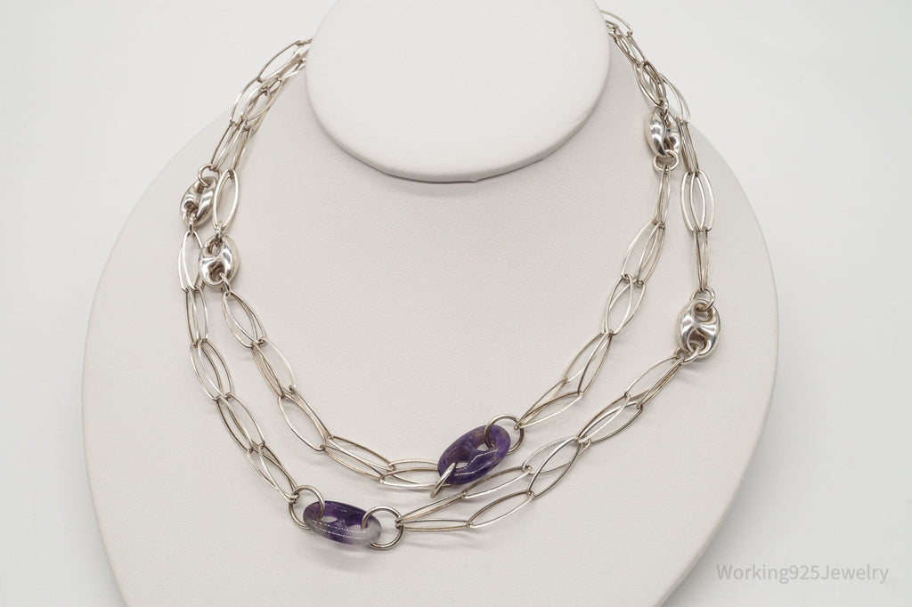 Vintage Amethyst Sterling Silver Chain Necklace 34" | Jewelry > Necklaces > Pendants | Wiccan Center