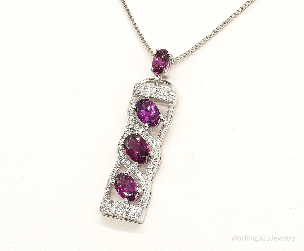 Rhodolite Garnet Cubic Zirconia Sterling Silver Necklace | Jewelry > Necklaces > Pendants | Wiccan Center