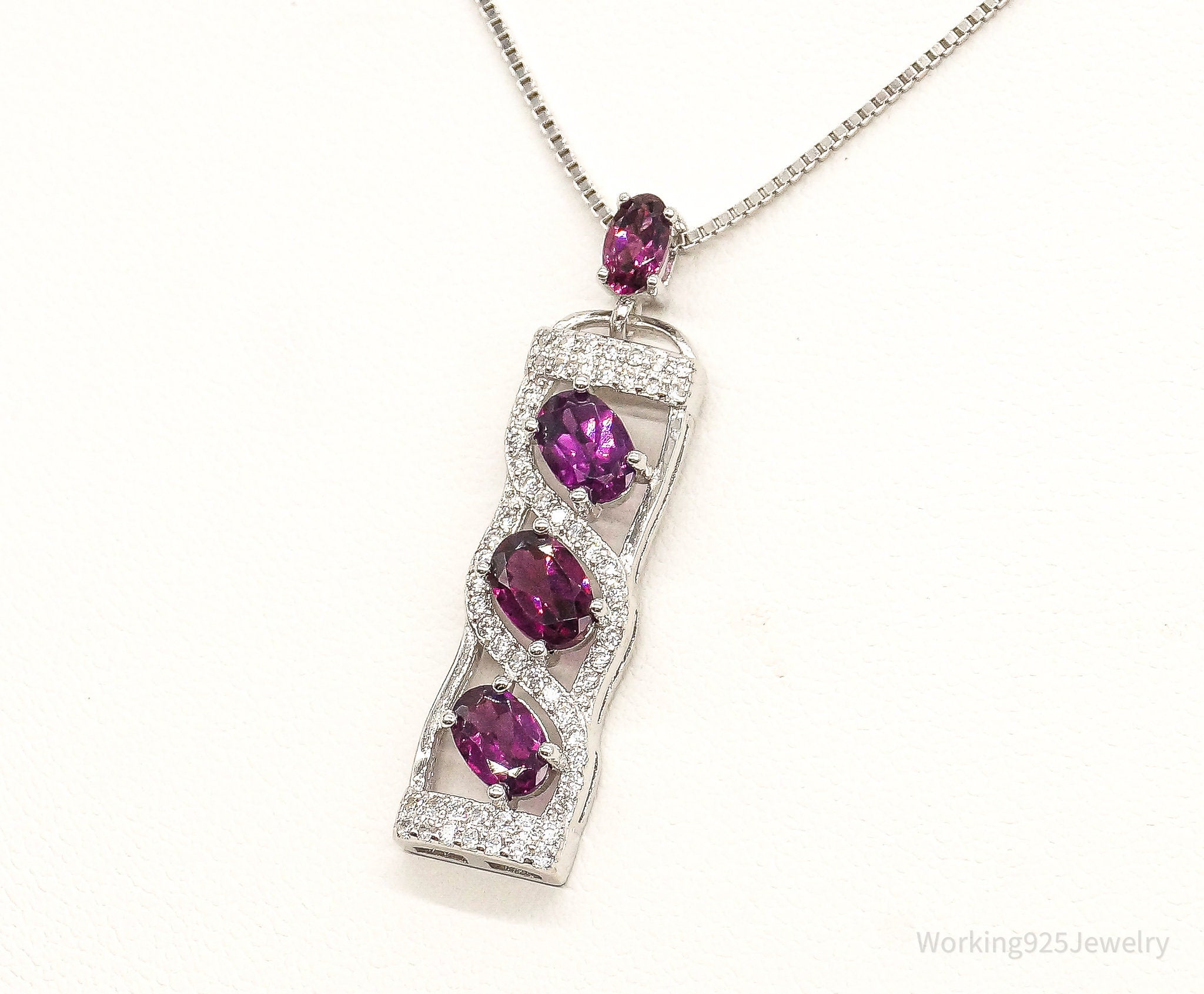 Rhodolite Garnet Cubic Zirconia Sterling Silver Necklace | Jewelry > Necklaces > Pendants | Wiccan Center